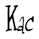 The image is of the word Kac stylized in a cursive script.