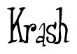 The image contains the word 'Krash' written in a cursive, stylized font.