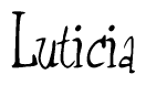 The image contains the word 'Luticia' written in a cursive, stylized font.