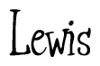 The image contains the word 'Lewis' written in a cursive, stylized font.