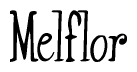 The image contains the word 'Melflor' written in a cursive, stylized font.