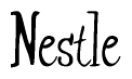 The image is of the word Nestle stylized in a cursive script.