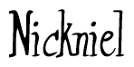 The image is of the word Nickniel stylized in a cursive script.