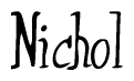 The image is a stylized text or script that reads 'Nichol' in a cursive or calligraphic font.