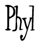 The image contains the word 'Phyl' written in a cursive, stylized font.