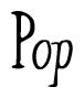 The image contains the word 'Pop' written in a cursive, stylized font.
