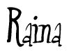 The image is of the word Raina stylized in a cursive script.
