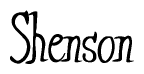 The image is a stylized text or script that reads 'Shenson' in a cursive or calligraphic font.