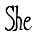 The image contains the word 'She' written in a cursive, stylized font.