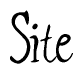 The image is of the word Site stylized in a cursive script.