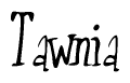 The image is of the word Tawnia stylized in a cursive script.