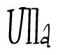 The image contains the word 'Ulla' written in a cursive, stylized font.