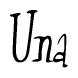 The image is a stylized text or script that reads 'Una' in a cursive or calligraphic font.