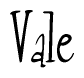 The image is a stylized text or script that reads 'Vale' in a cursive or calligraphic font.