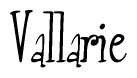 The image contains the word 'Vallarie' written in a cursive, stylized font.