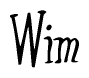 The image is a stylized text or script that reads 'Wim' in a cursive or calligraphic font.