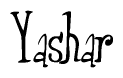The image contains the word 'Yashar' written in a cursive, stylized font.
