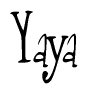 The image contains the word 'Yaya' written in a cursive, stylized font.