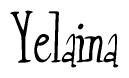 The image is a stylized text or script that reads 'Yelaina' in a cursive or calligraphic font.