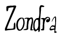 The image is of the word Zondra stylized in a cursive script.