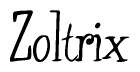 The image contains the word 'Zoltrix' written in a cursive, stylized font.