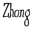 The image is of the word Zhong stylized in a cursive script.