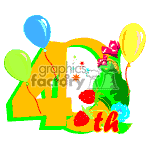 This clipart image features a colorful celebration theme with the number 40th prominently displayed, indicating a 40th birthday or anniversary. There are balloons, a party hat, confetti, and streamers, suggesting a festive and joyous occasion.