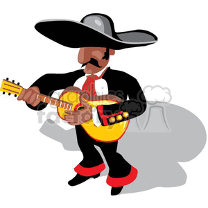 clipart - cinco de mayo mariachi man playing guitar.