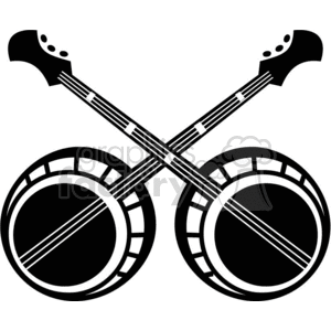 Two Black and White Banjos Crossed clipart. Royalty-free image # 371923