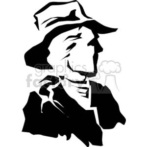 A Black and White Side View of an Old Westen Cowboy clipart. Royalty-free image # 371938