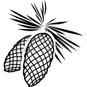 Two Simple Black and White Pinecones clipart. Commercial use image # 371988