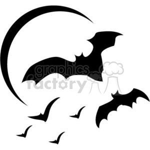 bats flying on a moonlit night clipart. Commercial use image # 371998