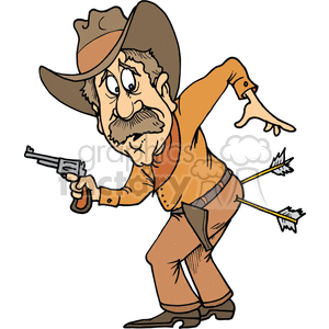 clipart - cowboy with arrows in his butt.