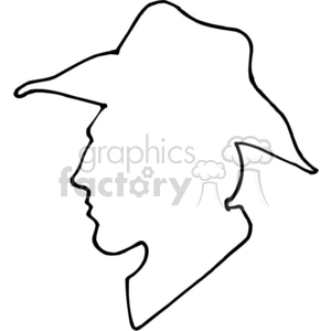 black and white cowboy head outline clipart. Royalty-free image # 372128