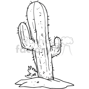 clipart - black and white cartoon cactus.
