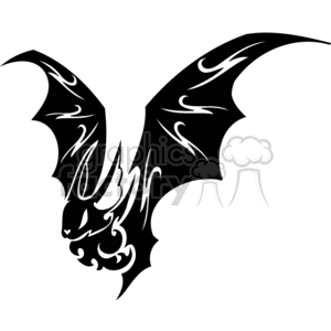black and white evil looking bat flying with large outstretched wings clipart. Royalty-free image # 372980