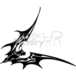 Black and white evil looking bat, side-angled clipart. Commercial use image # 373015
