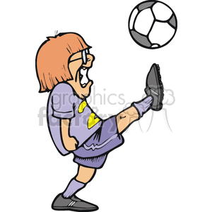 Girl kicking a soccer ball as hard as she can. clipart. Commercial use image # 169795