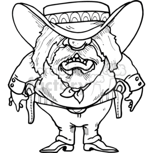 black and white  grumpy cowboy clipart. Royalty-free image # 373490