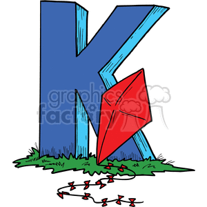 vector alphabet alphabets cartoon funny letter+k kite kites red
