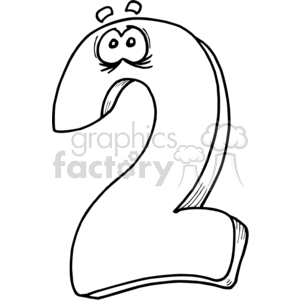 Black and white number 2 with eyes clipart. Commercial use image # 373575