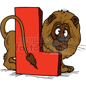 vector alphabet alphabets cartoon funny letter letters lion lions l red jungle 