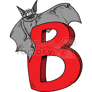 Cartoon letter B and vampire bat