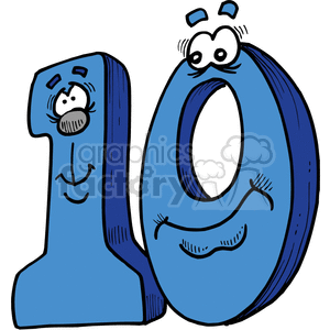 numbers number 10 ten blue cartoon funny vector