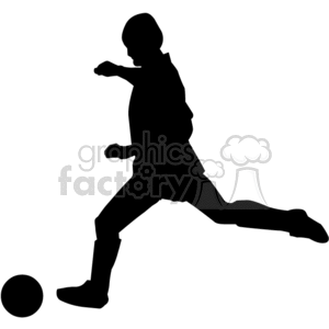 silhouette  of a guy kicking a ball clipart. Commercial use image # 373813
