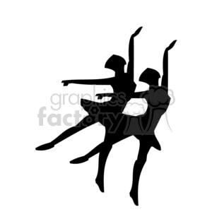Two ballerinas silhouettes clipart.
