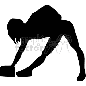 clipart - black and white person stretching .