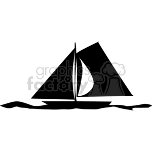 clipart - Sailboat with it's sails open.