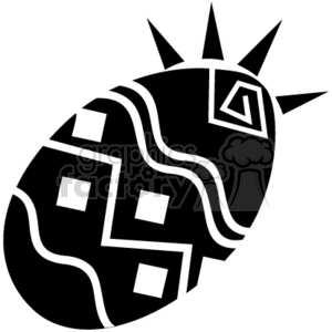 clipart - Black and White Decorated Easter Egg.