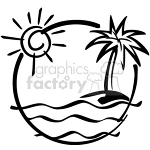 vacation travel vector black white vinyl-ready vinyl fun island islands tropical beach trees palm tree sun summer